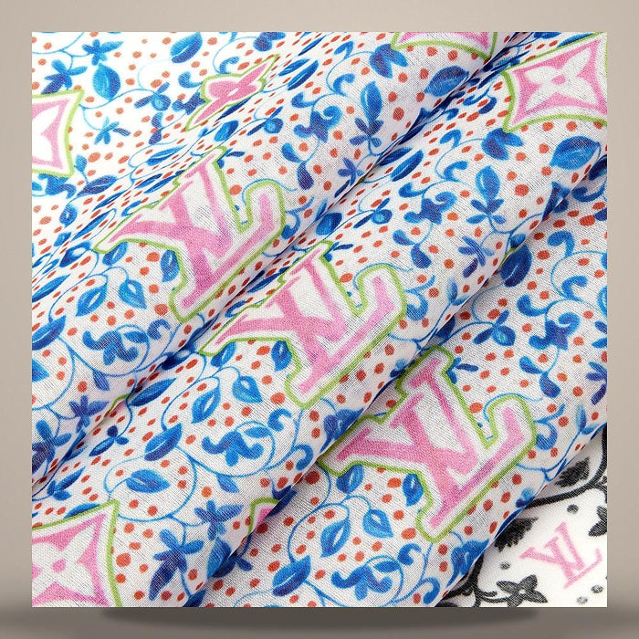 Louis Vuitton Summer Garden Square 55 Blue Scarf M98386