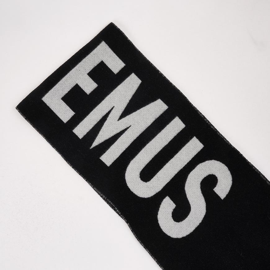 JACQUEMUS Unisex Fringe Logo Scarf Black Wool ACU00435 AOT4001