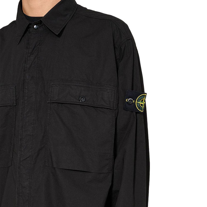 STONE ISLAND Cotton Tela Overshirt Jacket Black 1200015