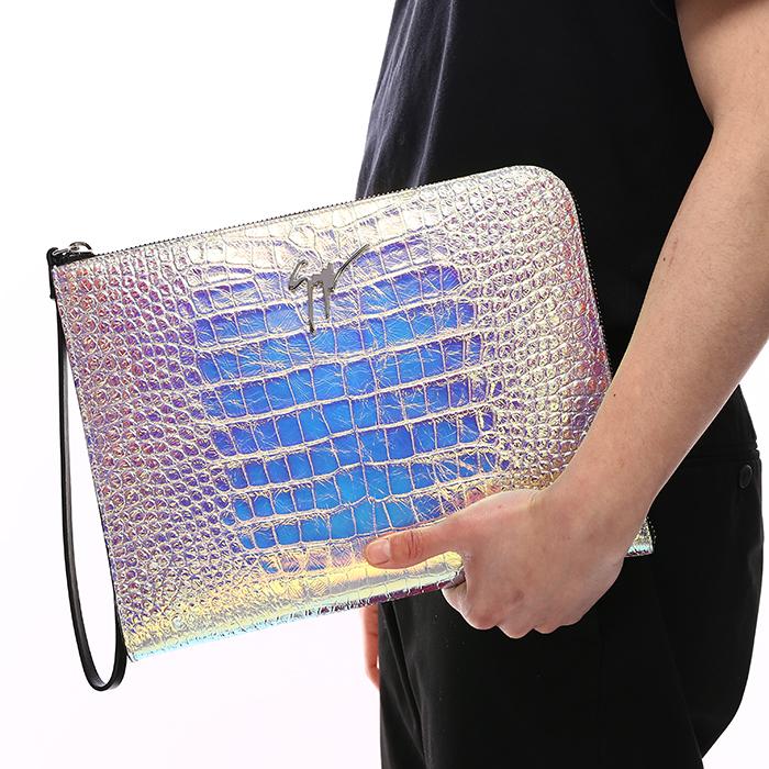 Giuseppe Zanotti Multicolor Logo Leather Clutch Bag Unisex