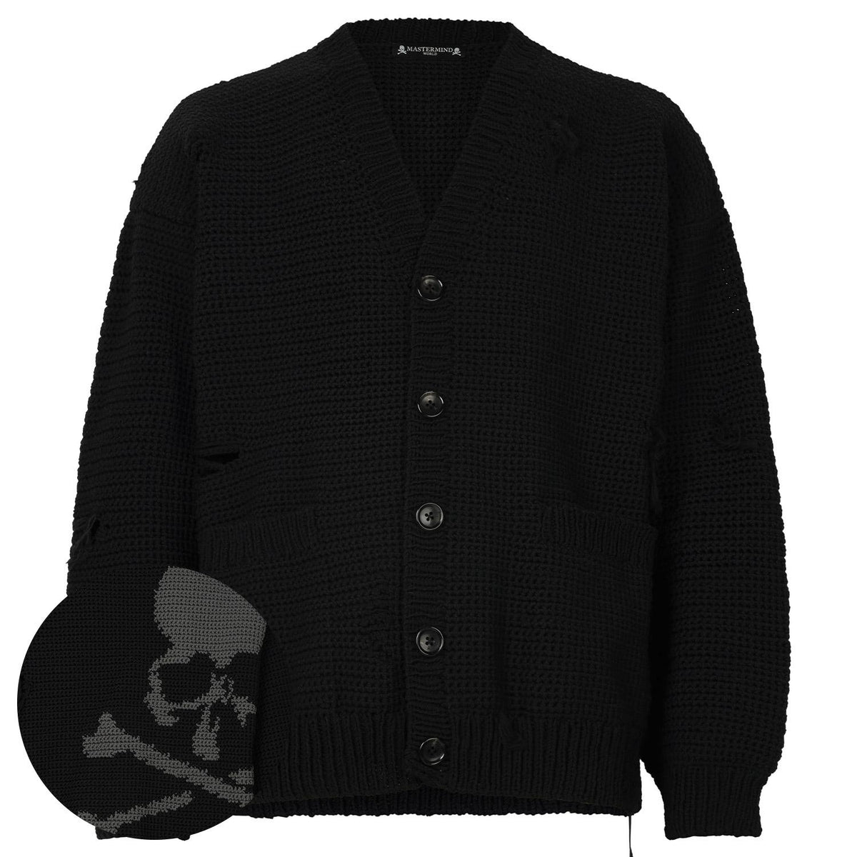 MASTERMIND Black Skull Oversized Knit Cardigan MW24S12 KN002 600