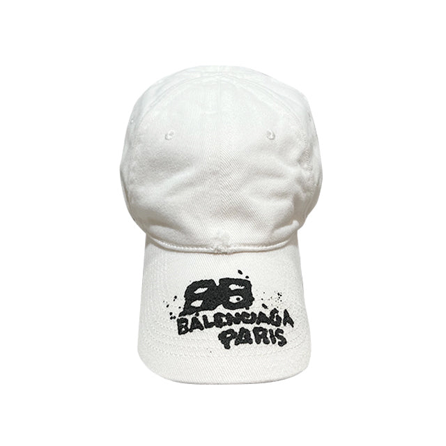 BALENCIAGA BB Icon Logo Cotton Baseball Cap White Unisex