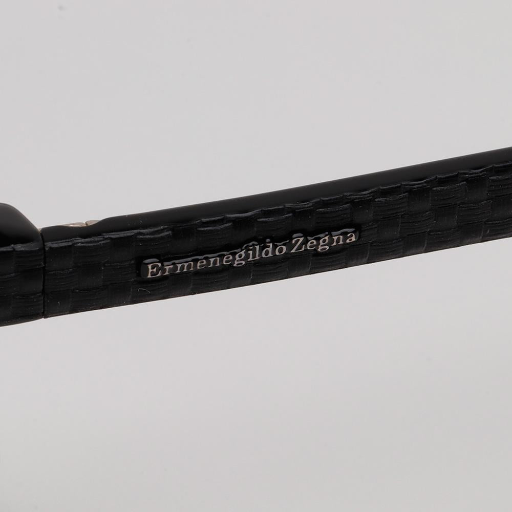 Zegna Black Acetate Square Eyeglass Frames Unisex