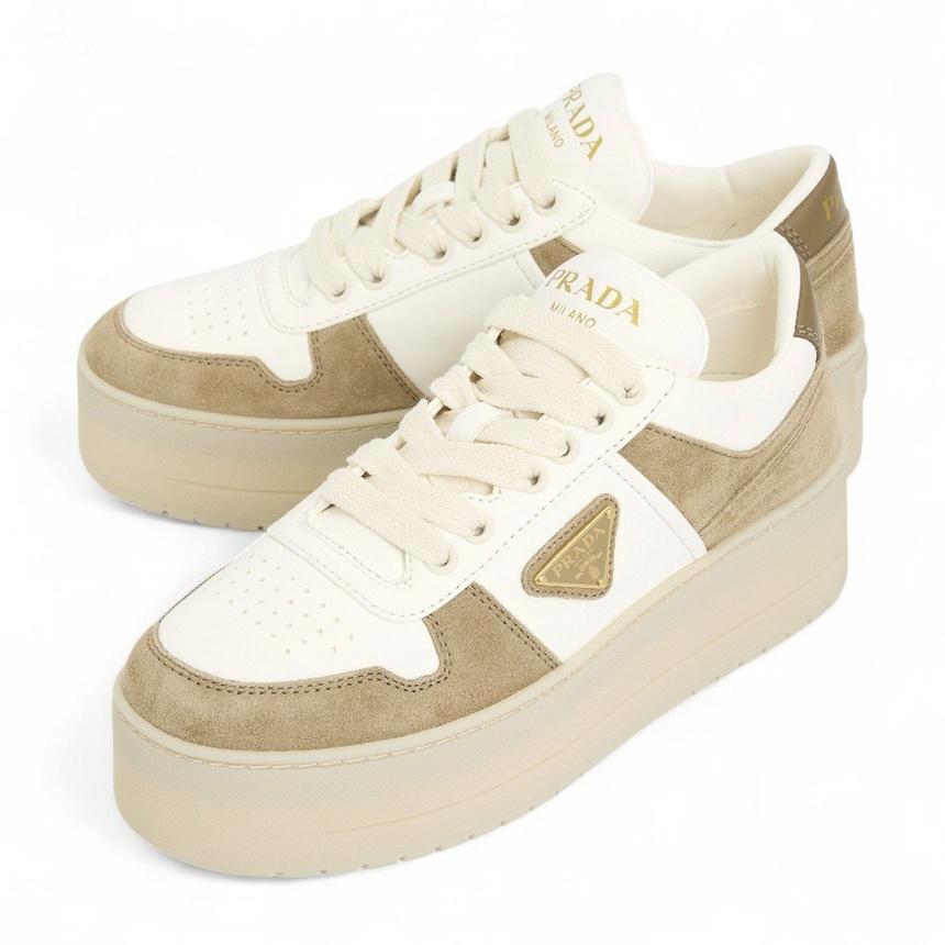 PRADA Downtown Low-Top Sneakers Women’s White Leather