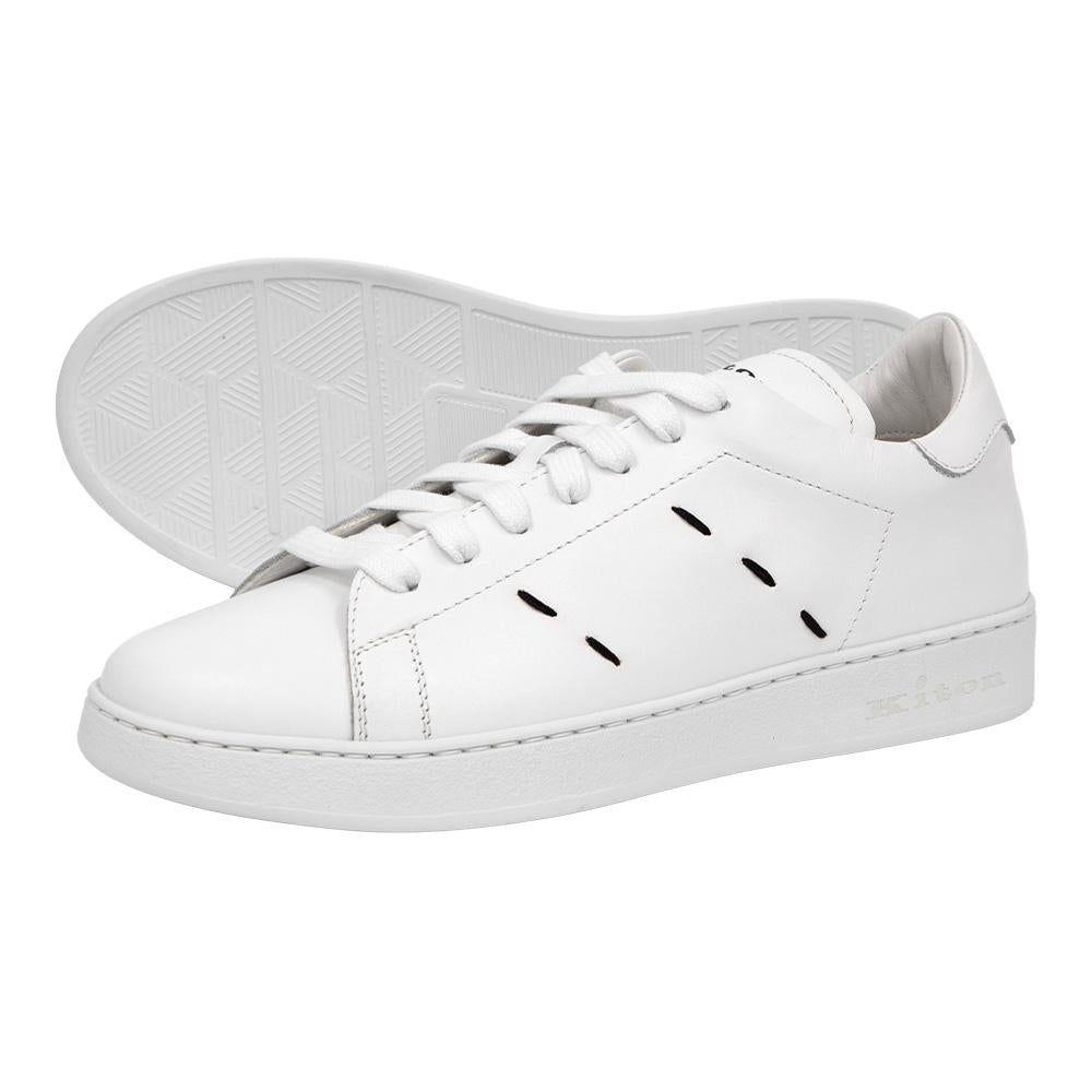 Kiton Stitch Detail Low Top Sneakers 23FW USS0001 XC100601 BIANCO