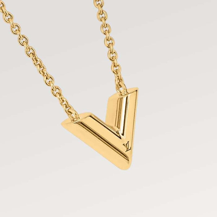 Louis Vuitton Essential V Logo Pendant Necklace M61083 M00857