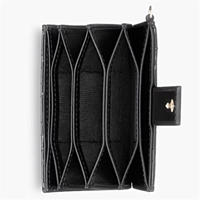 DIOR Lady Dior 5-Pocket Card Holder Black Leather Wallet