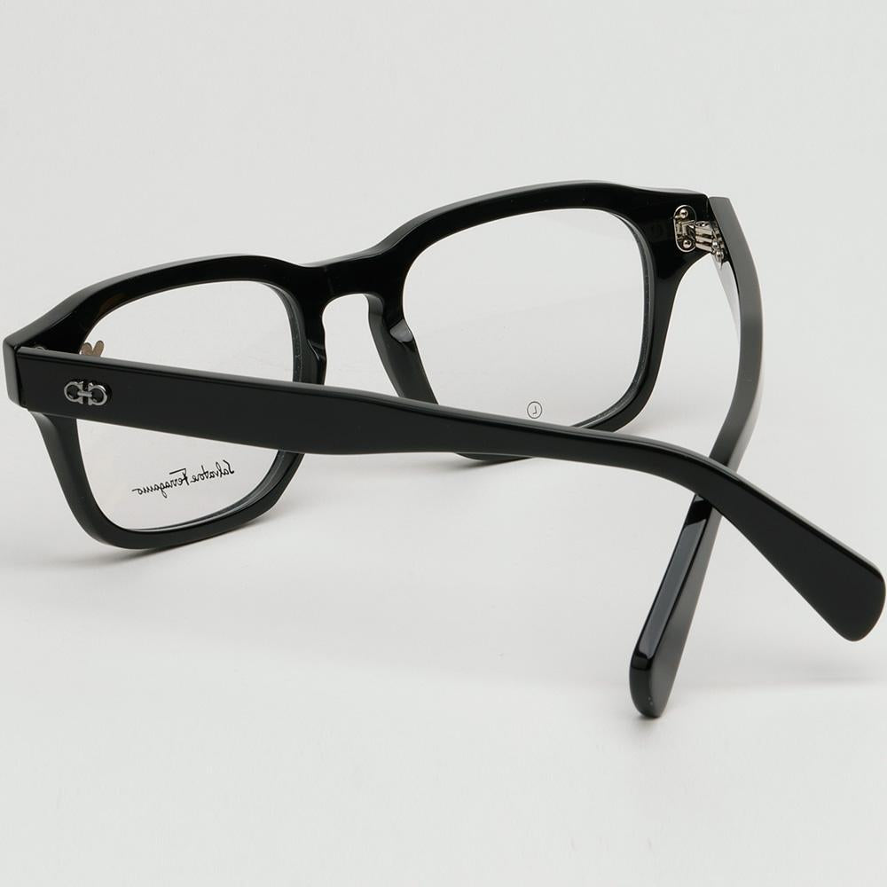 Ferragamo Black Square Acetate Eyeglass Frames Unisex SF2958 001