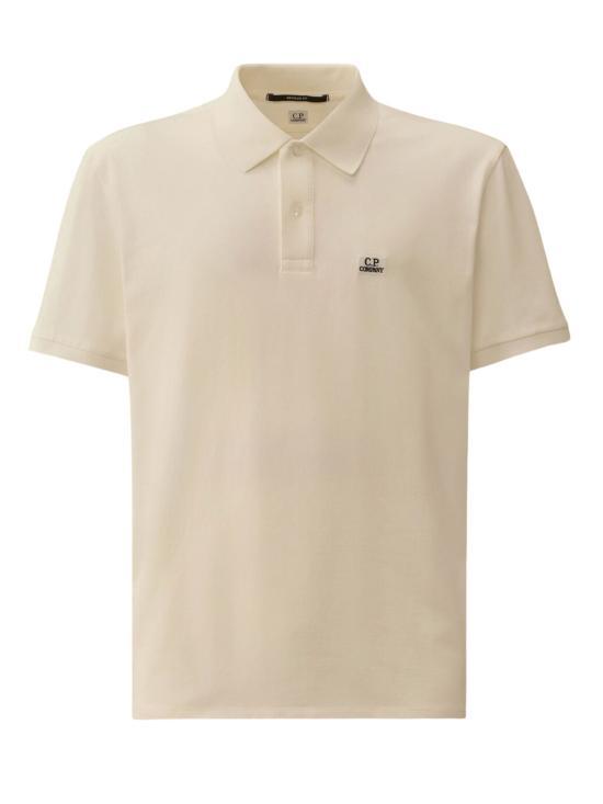 CP Company Stretch Pique Short Sleeve Polo Shirt Gauze White