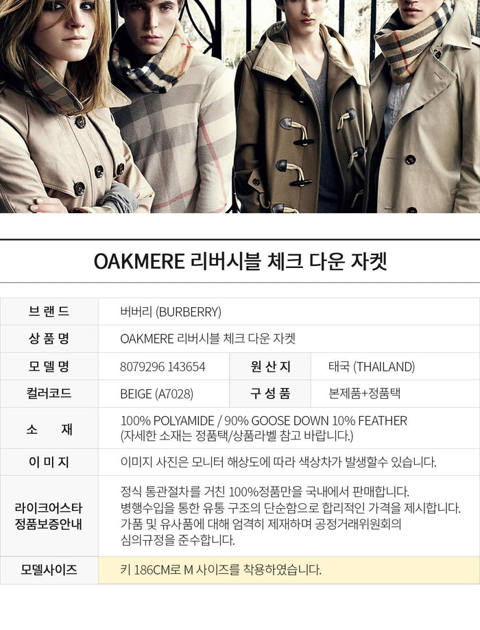 BURBERRY Reversible Check Down Jacket