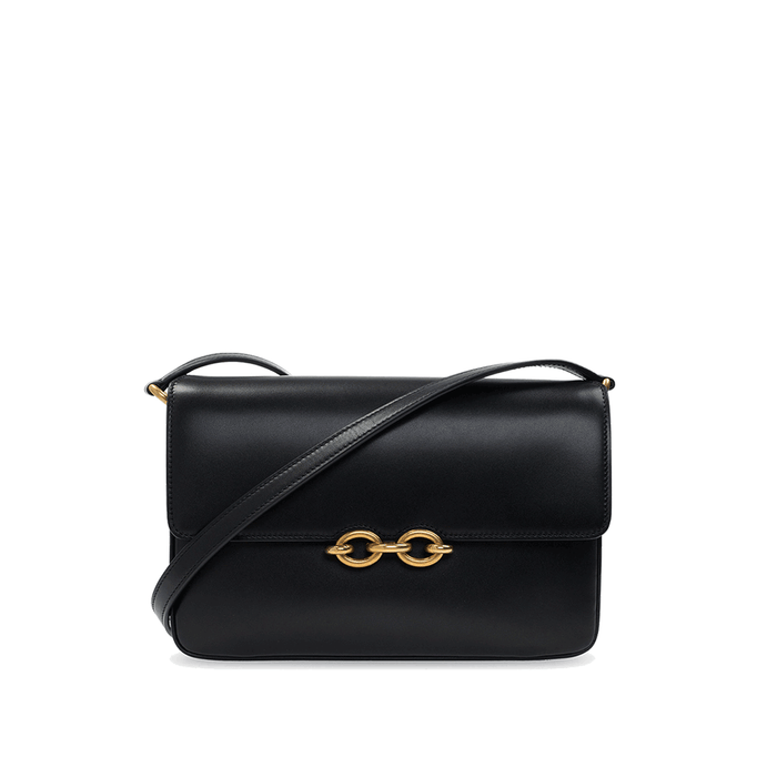 Saint Laurent Medium Satchel Shoulder Crossbody Bag Black Leather