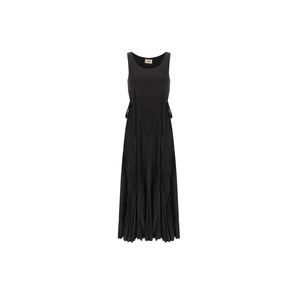 Max Mara Pleated Jersey Midi Dress Black 262562 6071