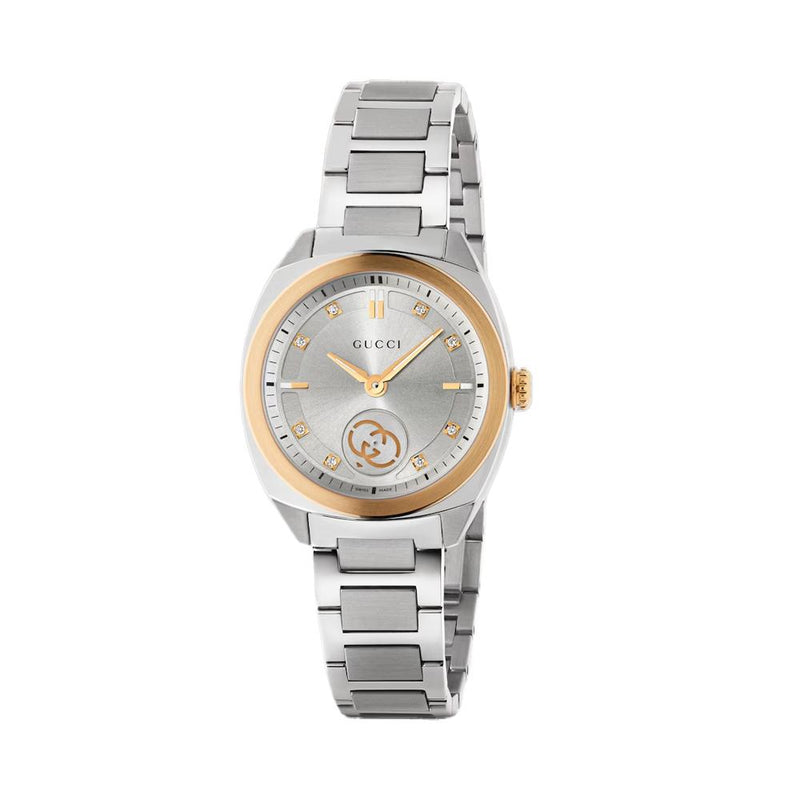GUCCI Interlocking Women’s Metal Quartz Watch 29mm Diamond Index YA142514