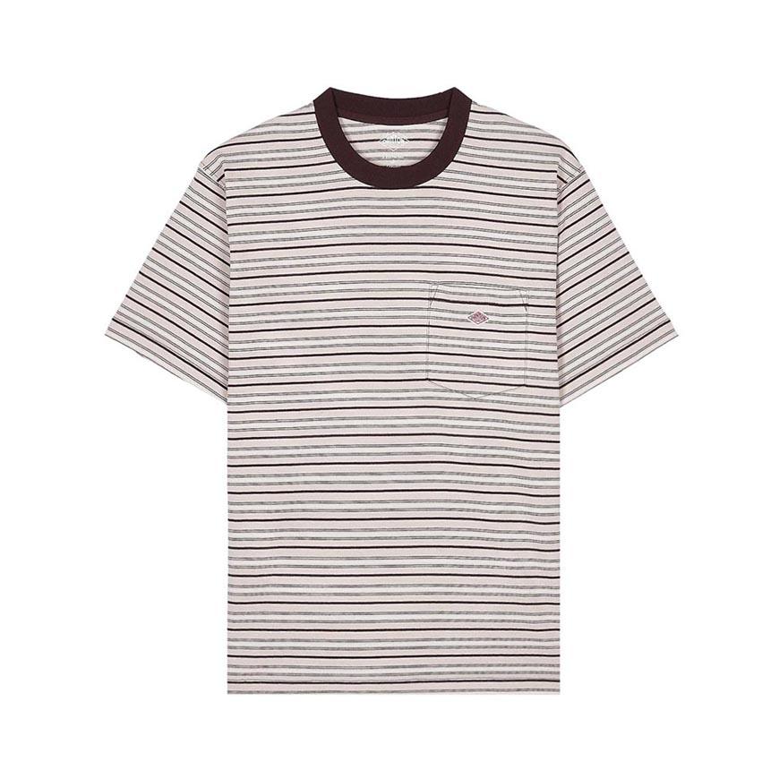 DANTON Men's Short Sleeve Pocket T-Shirt DT C0198 TCB BEIGE X BROWN MULTI