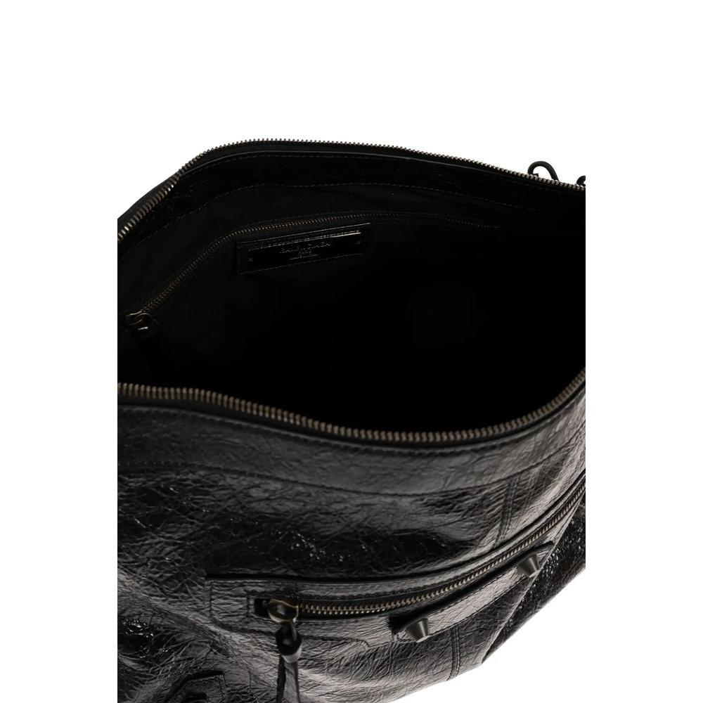 BALENCIAGA Le City Moto Medium Crossbody Bag Black Leather