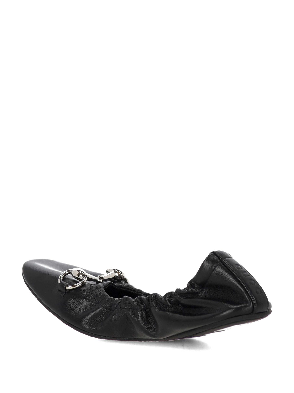 GUCCI Black Leather Flat Shoes