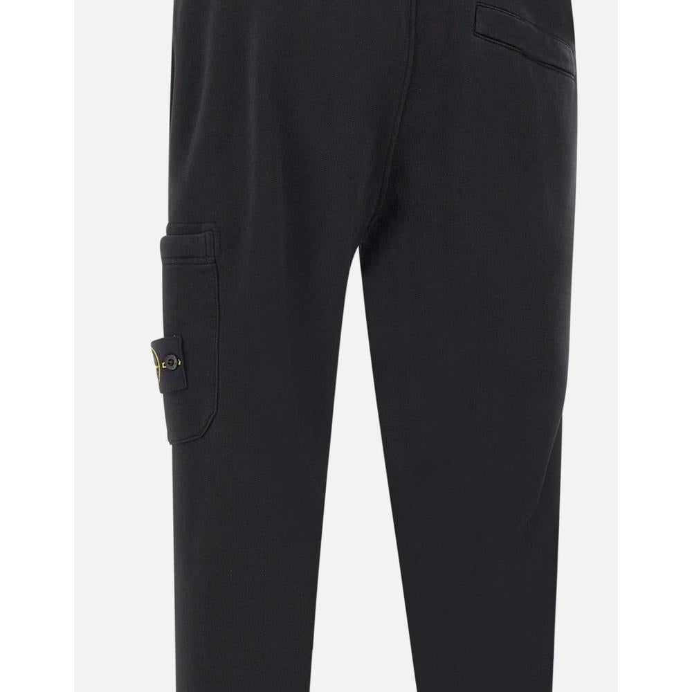 STONE ISLAND Organic Cotton Fleece Men's Jogger Sweatpants Black