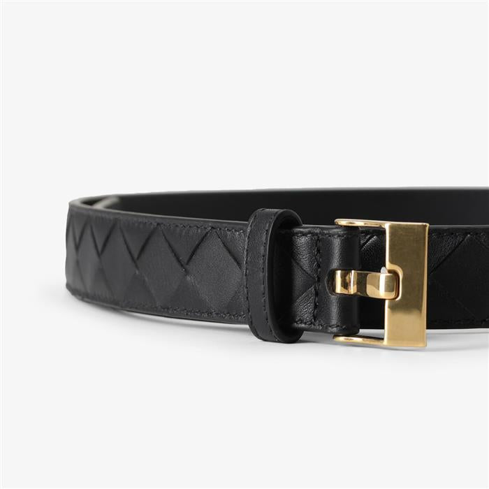 Bottega Veneta Intrecciato Leather Belt for Women Black