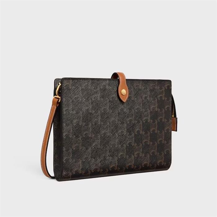 CELINE Small Ava Triomphe Canvas Natural Calfskin Shoulder Bag
