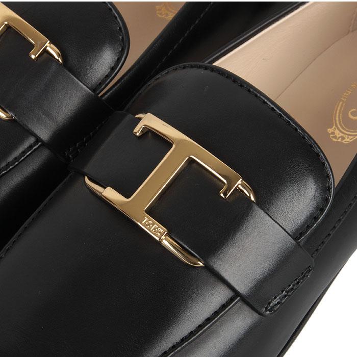 Tods Women’s Black Leather Maxi T Timeless Loafers