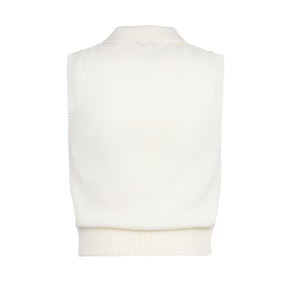 GANNI Women’s Logo Wool Knit Vest with Collar K2463 135
