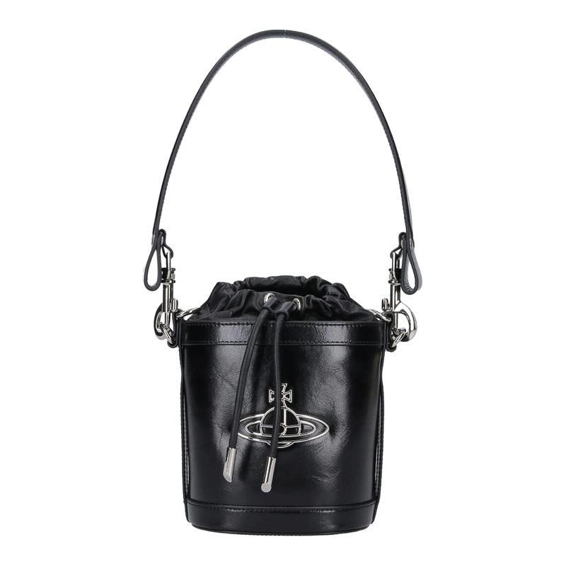 Vivienne Westwood Kitty Small Bucket Bag Black Leather Tote