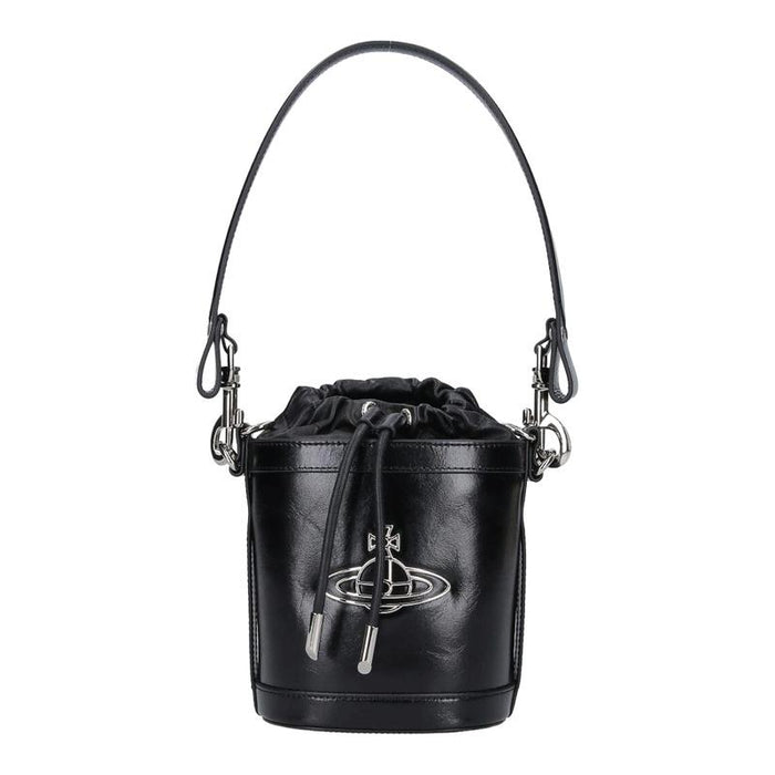Vivienne Westwood Kitty Small Bucket Bag Black Leather Tote