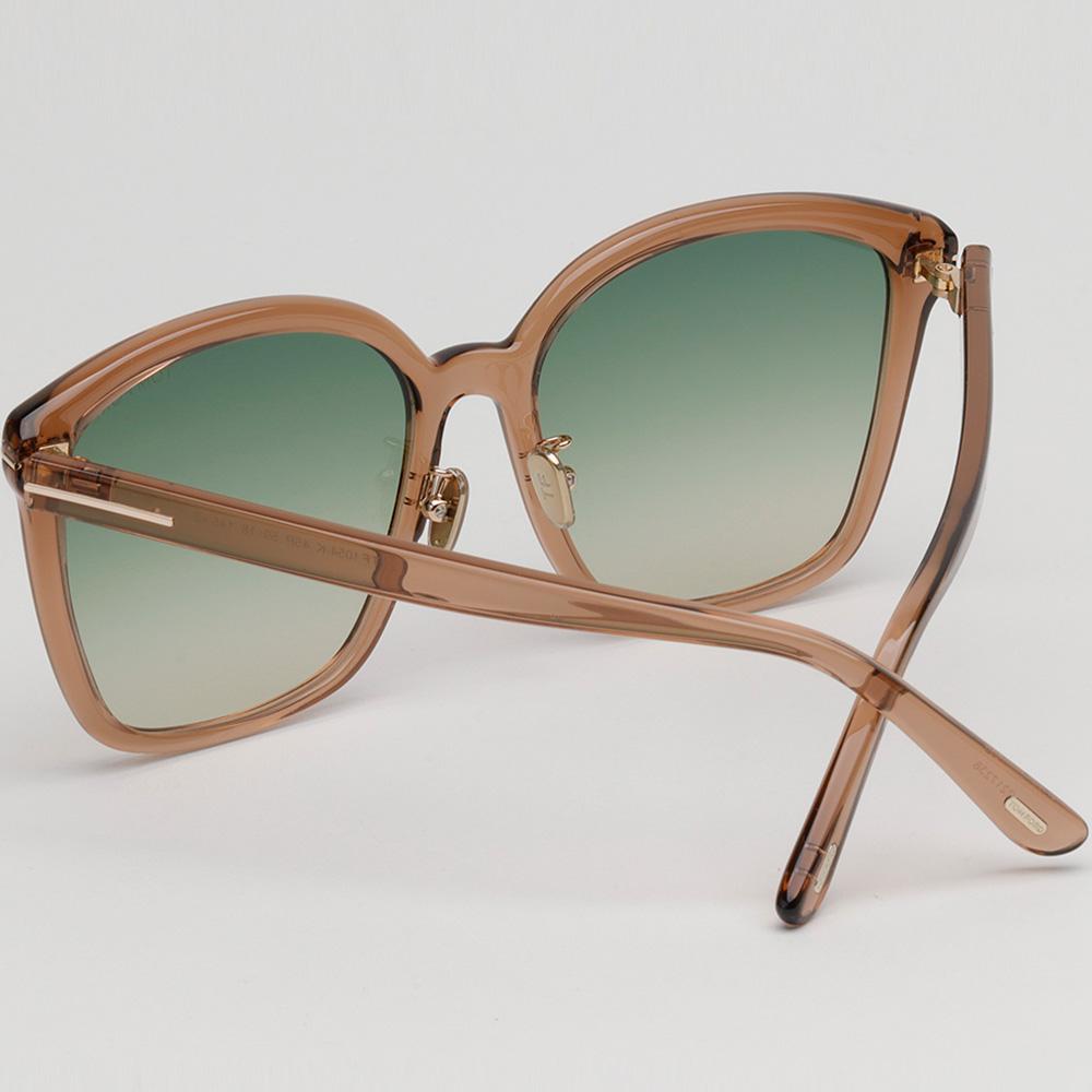 TOM FORD Transparent Brown Oversized Square Acetate Sunglasses TF1054K 45P