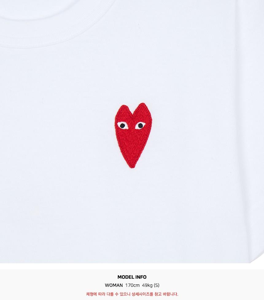 Comme des Garcons Long Red Heart Patch Short Sleeve T-Shirt Unisex AZ T229 051 3