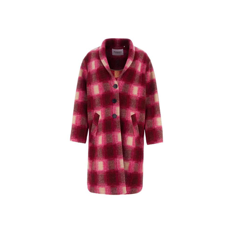Isabel Marant GABRIEL Checked Wool Coat Fuchsia