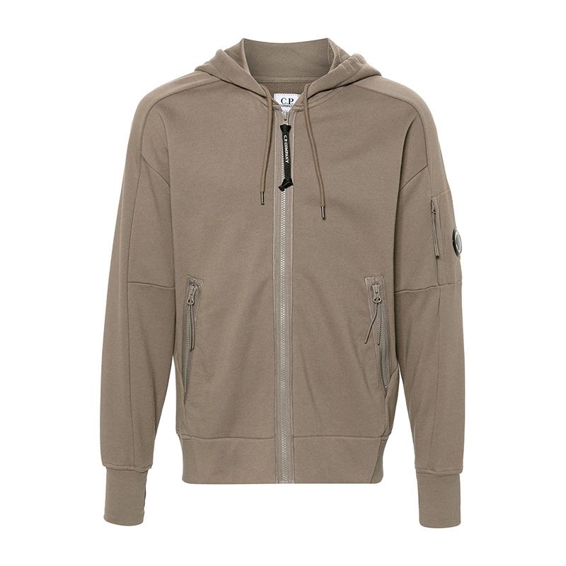 CP Company Lens Patch Hooded Zip Jacket Walnut