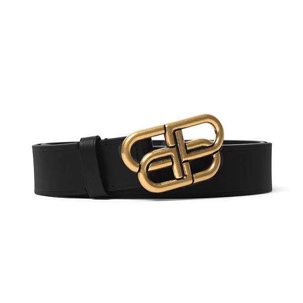 BALENCIAGA Black Leather BB Logo Large Men’s Belt