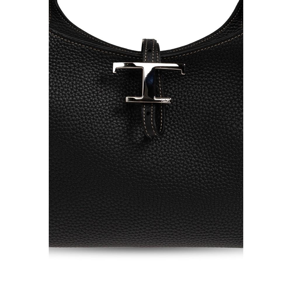 Tods T Timeless Small Tote Bag Black Leather