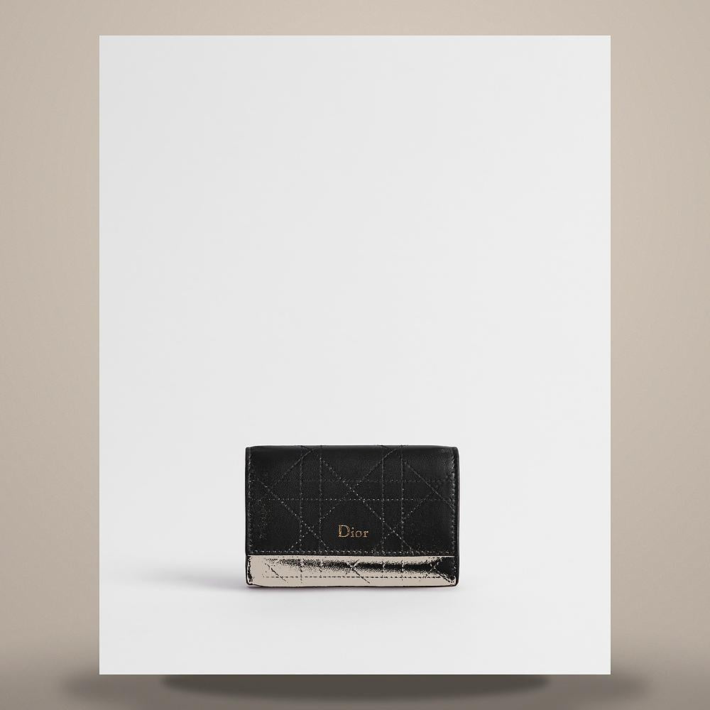 DIOR Trianon Black Cannage Lambskin Flat Card Holder