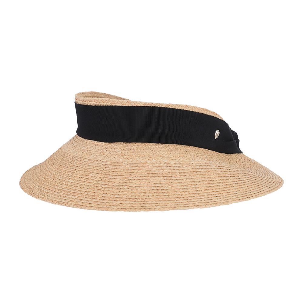 HELEN KAMINSKI Natural Black Raffia Visor Women’s Sun Cap HAT51251 NTBK