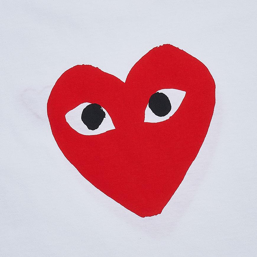 Comme des Garcons Unisex Heart Print T-Shirt AX T222 051 WHITE