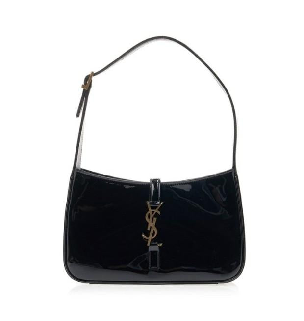 Saint Laurent Shiny Leather Le 5 À 7 Hobo Bag Black