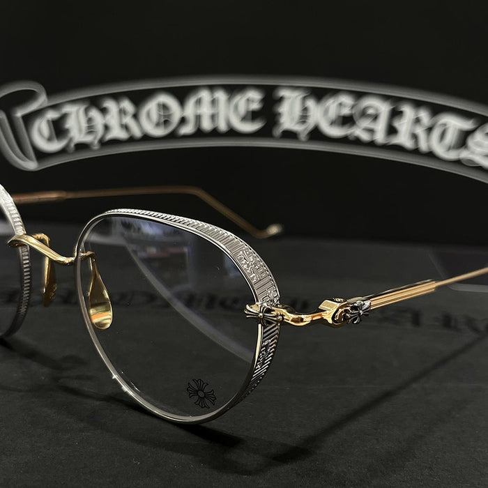 Chrome Hearts Gold Silver Vagasolace Eyeglasses Unisex