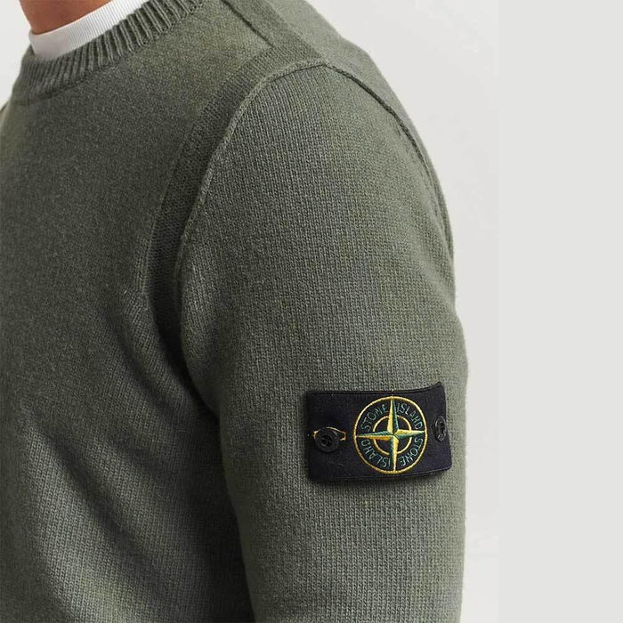 STONE ISLAND Lambswool Crewneck Sweater Men Khaki