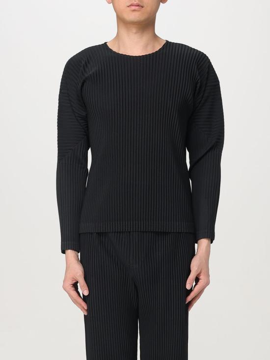 Issey Miyake Homme Plissé Long Sleeve Sweatshirt HP56JK52115 BLACK DOM