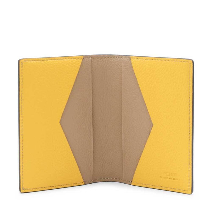 FENDI Brown Leather Unisex Card Holder Wallet