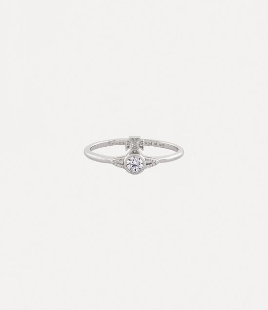 Vivienne Westwood Platinum White CZ ORB Ring 64040100 01P102 S M