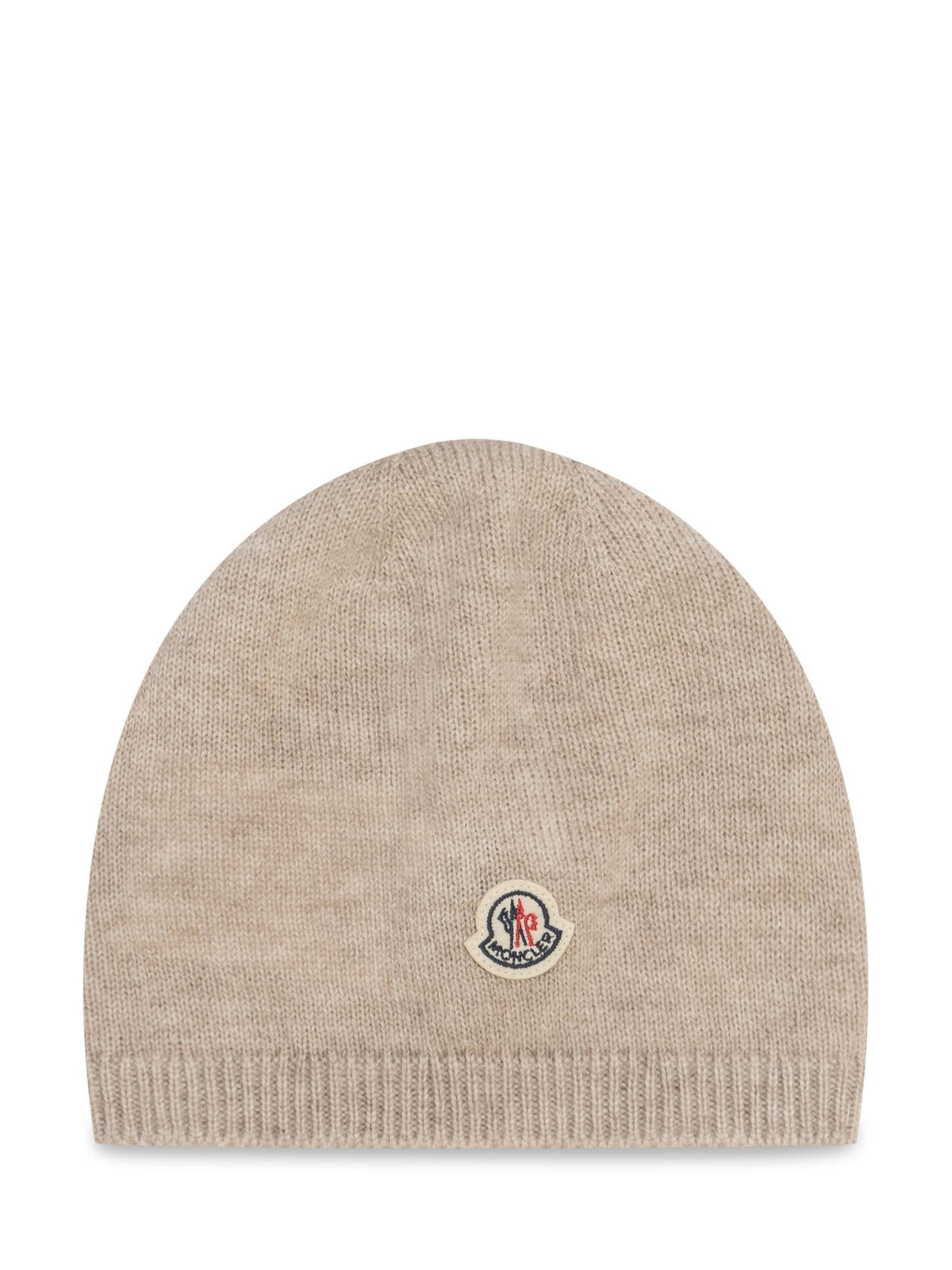 Moncler Rib Knit Beanie Hat Women’s Wool Blend Black
