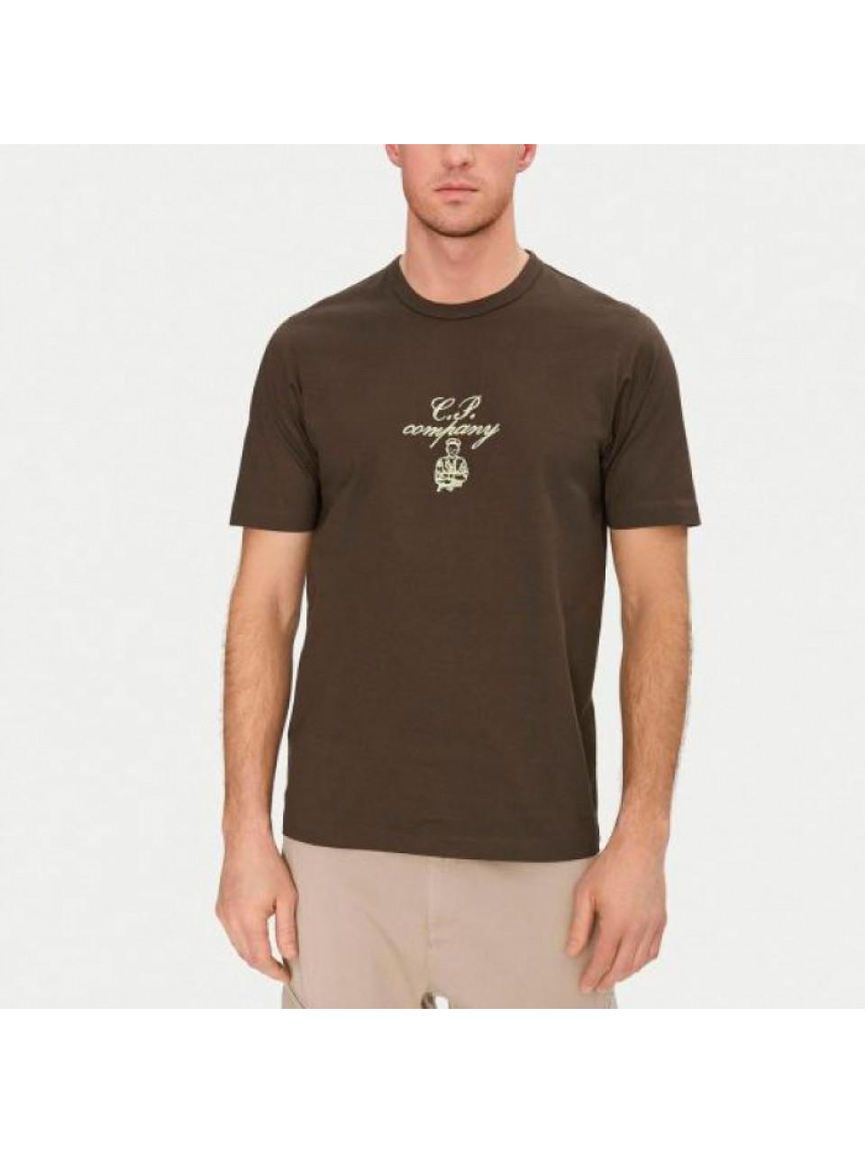 CP Company mercerized jersey twist embroidery T-shirt