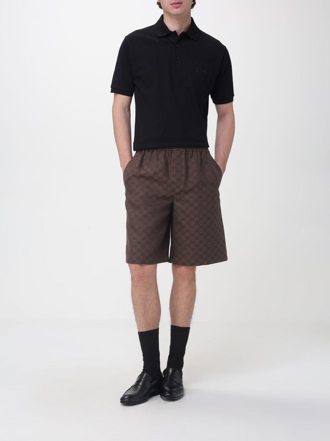 GUCCI Black Cotton Logo Drawstring Shorts