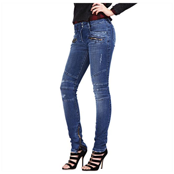 Balmain Women’s Blue Biker Denim Pants 5355 171N C3180