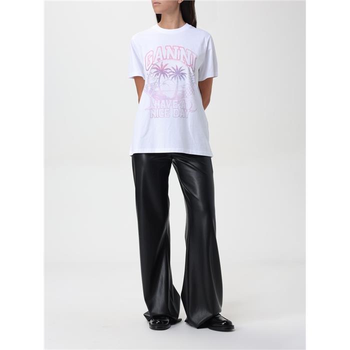 GANNI Relaxed Fit Cocktail Logo Short Sleeve T-Shirt T3918