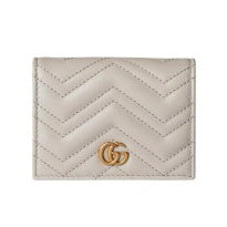 GUCCI GG Marmont Light Beige Leather Card Case Compact Wallet