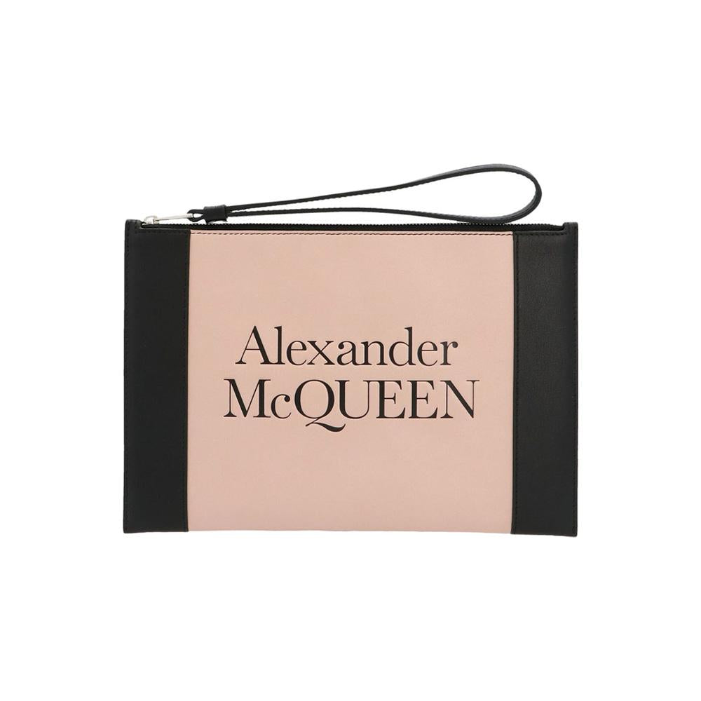 Alexander Mcqueen Pink Black Signature Logo Clutch Bag