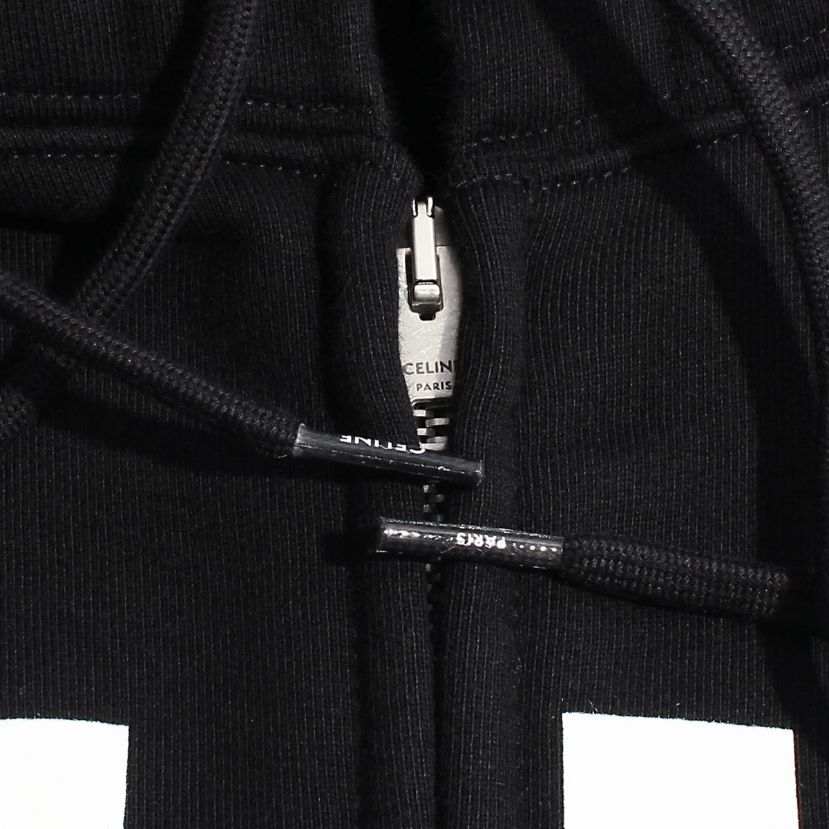 CELINE Logo Cotton Zip Hoodie Black Unisex
